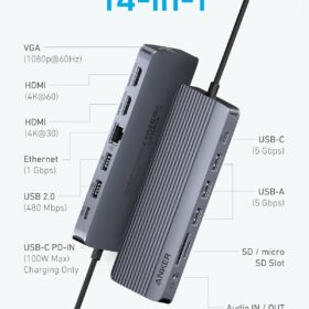 Anker 14-in-1 USB C Laptop Docking Station: Triple Monitor 4K Hub with 80W PD, 5Gbps Data & Ethernet for MacBook, Dell XPS, Windows