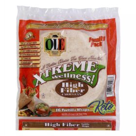 Ole Mexican Foods Xtreme Wellness High Fiber Low Carb Tortilla Wraps – Keto Friendly, 50 Calories, 8-Inch (32 Count, Pack of 2)