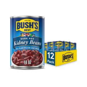 BUSH'S BEST Dark Red Kidney Beans, 16 oz Canned Beans (Pack of 12) | Plant Based Protein, Gluten Free, Non-GMO & Kosher