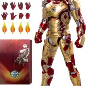 OVONNI 7-Inch MK42 Iron Man 1/10 Scale Action Figure - Anniversary Edition Collectible with Articulated Joints and Accessories