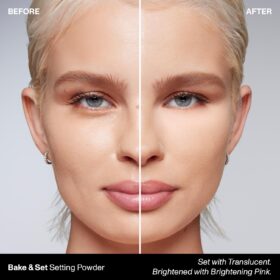 Morphe Mini Bake & Set Loose Setting Powder - 0.09 oz Talc-Free Brightening Finishing Powder for Long-Lasting Matte Finish (Brightening Pink)