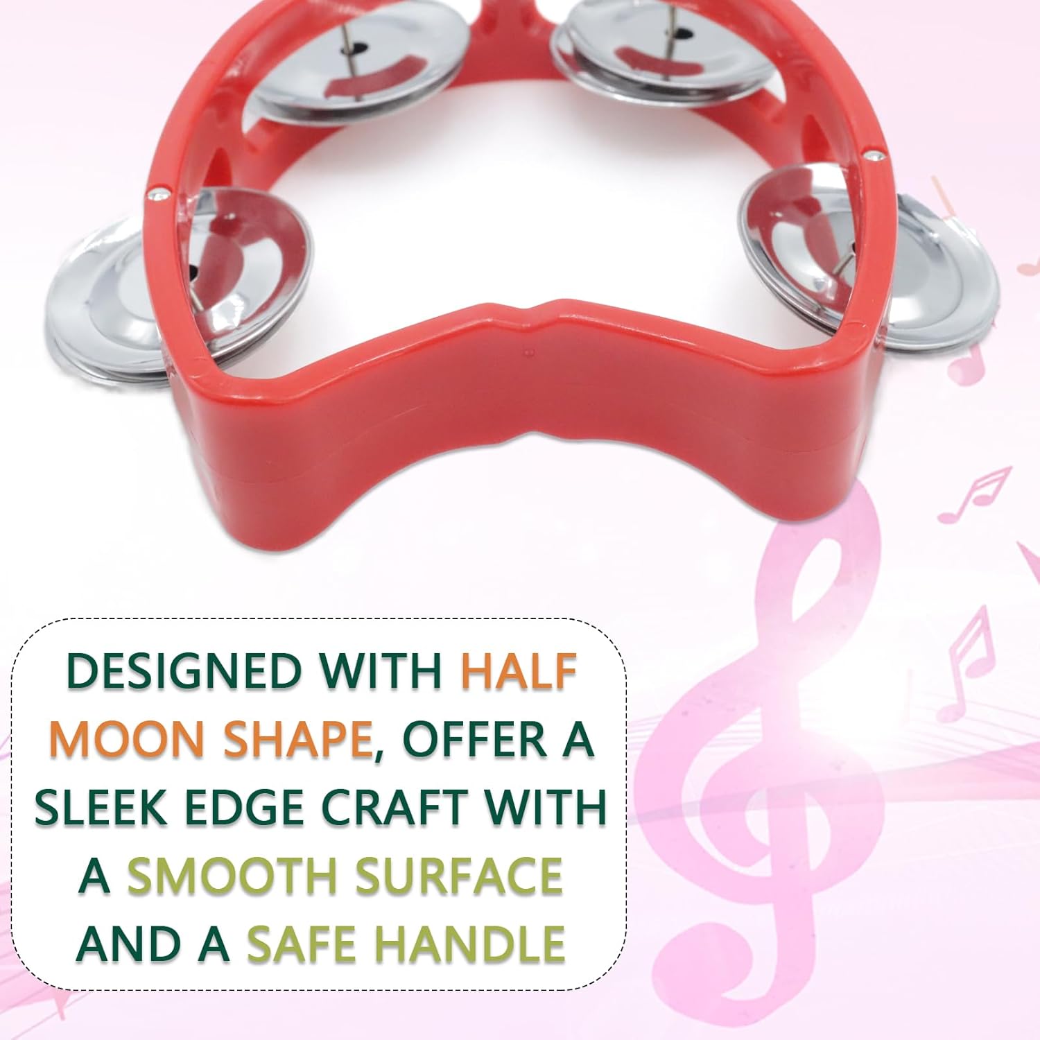 4-Pack Plastic Handheld Tambourines – Colorful Mini Rhythm Instruments with Jingle Bells for Music Education, Kadosh, Church, and Classroom Band Activities