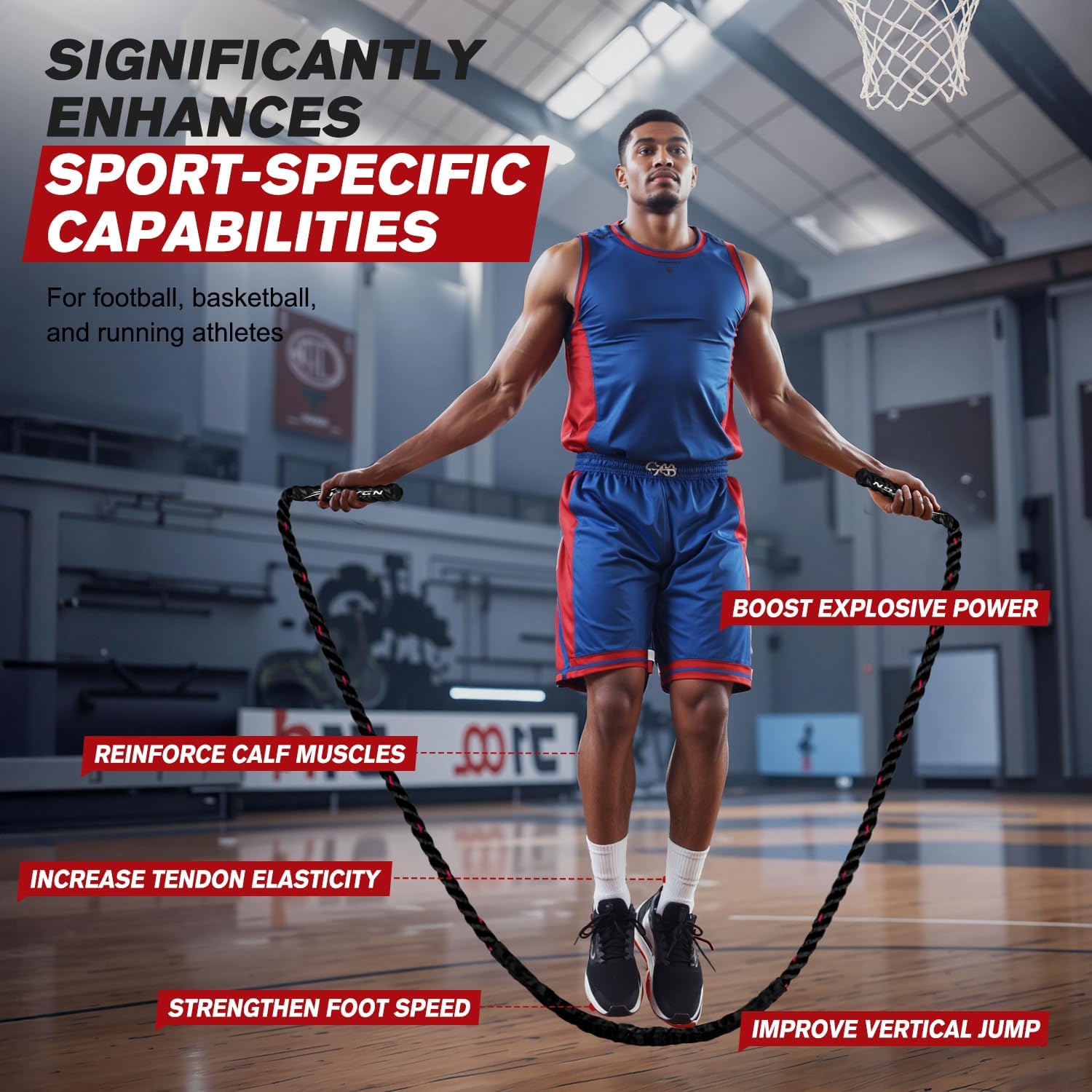 HPYGN Weighted Jump Rope for Fitness – Heavy Duty Skipping Rope with Non-Slip Handles for Men & Women – Strength Training, Cardio, and Muscle Building Exercise Equipment