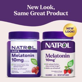 Natrol 10mg Melatonin Sleep Aid Gummies - 90 Count Strawberry Flavor - 45 Day Supply - Vegetarian, Gelatin-Free Supplement for Restful Sleep