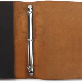 CestAntiQ Premium Leather 3-Ring Binder Portfolio - 8.5x11 Letter Size Refillable Organizer & Resume Folder for Business Men & Women (Brown)