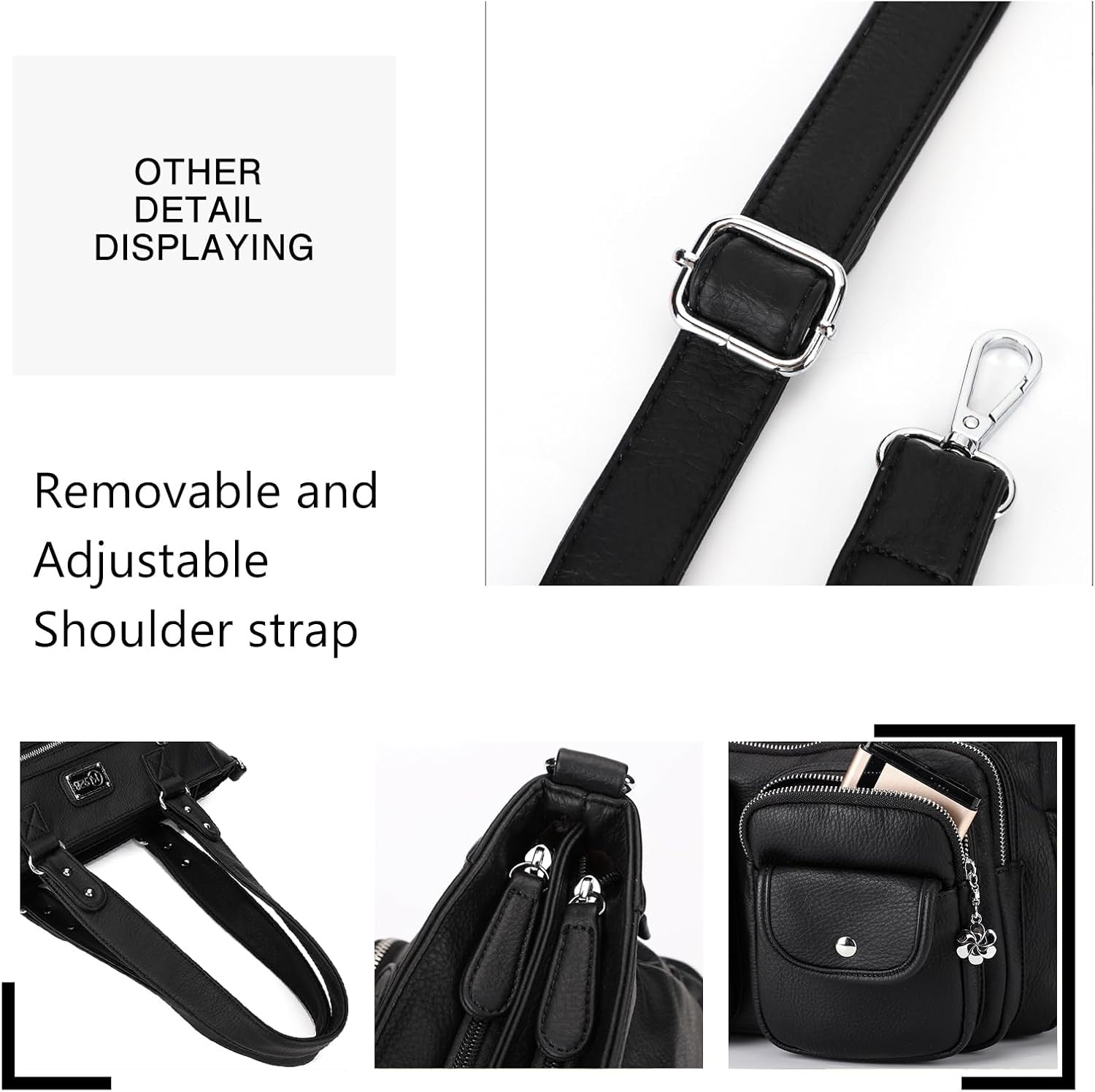 KL928 Women's Large Vegan Leather Hobo Tote Bag - Stylish Shoulder Purse & Handbag (A-Black)