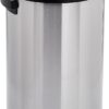 Amazon Basics Round Stainless Steel Trash Can with Swing Lid - 65 Liter / 17.2 Gallon, Silver & Black