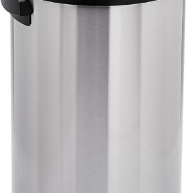 Amazon Basics Round Stainless Steel Trash Can with Swing Lid - 65 Liter / 17.2 Gallon, Silver & Black