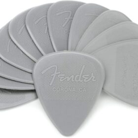 Fender Nylon Guitar Picks – Classic 351 Shape, Medium Gauge (0.73mm), 12-Pack in Gray