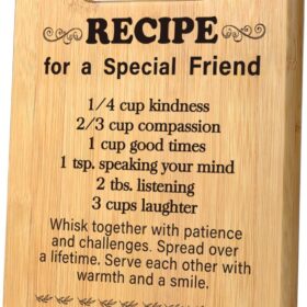 Recipe for a Great Life Bamboo Cutting Board – Unique Best Friend Gift, Birthday & Galentines Day Present for Women