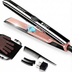 DORISILK Professional High Temp Flat Iron - 2 in 1 Hair Straightener and Curler with Plasma Technology, 1 inch Ceramic Plates, 500°F Fast Heat for Frizz-Free Styling, Dual Voltage Travel Ready
