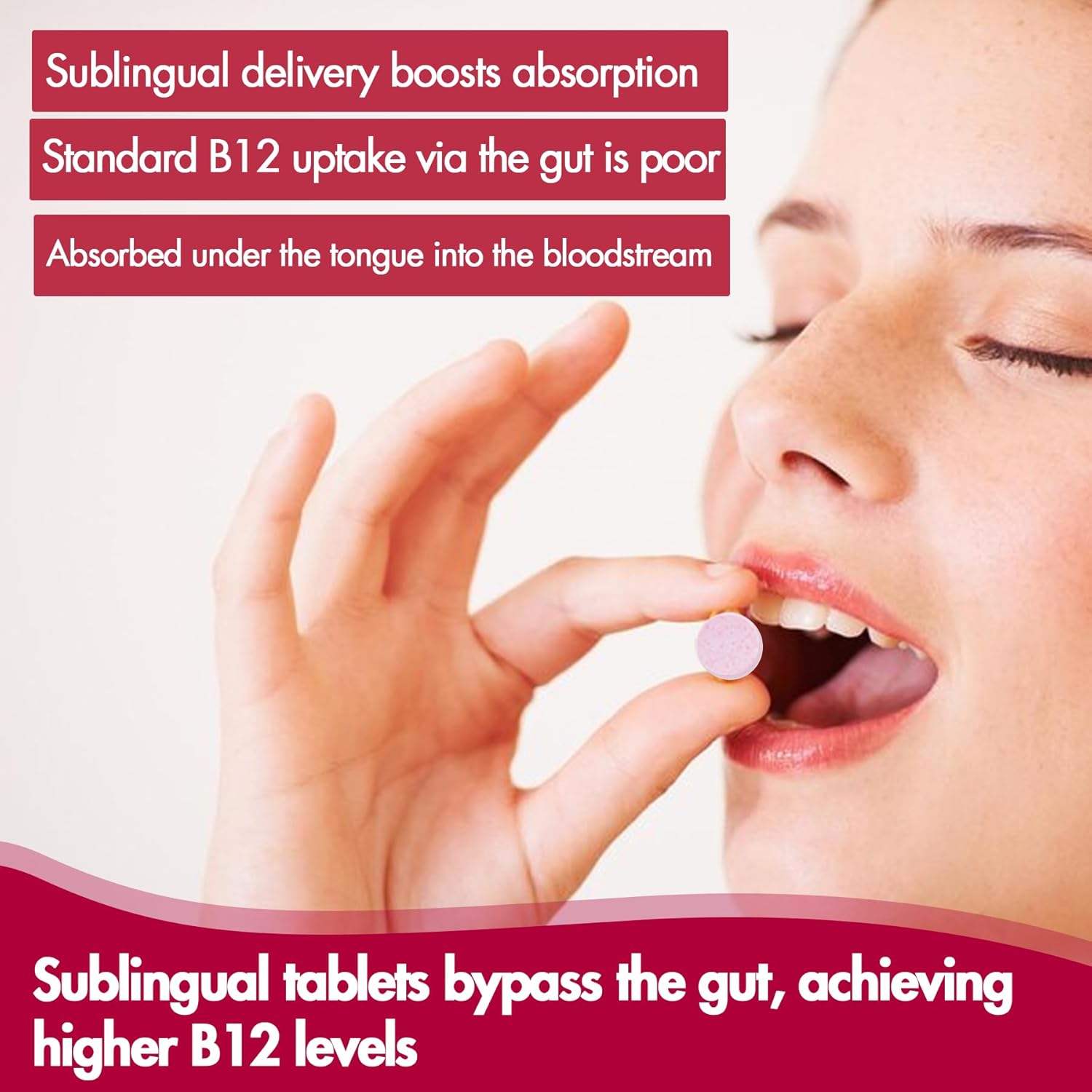 Methylcobalamin B12 10,000 mcg - 180 Count Sublingual Tablets - 6 Month Supply - Supports Energy, Metabolism & Cognitive Function - Vegan, Non-GMO, Natural Strawberry Flavor