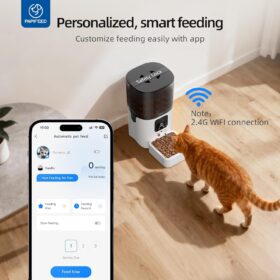 PAPIFEED 6L Smart Automatic Cat Feeder with WiFi App Control - Stainless Steel Pet Food Dispenser with 10 Meal Timer & Battery Backup for Cats & Dogs