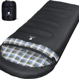 GEERTOP XXL Flannel Sleeping Bag for Adults - Cold Weather Camping Gear, 3-4 Season Envelope Style Sleeping Bag with Compression Sack, Portable & Washable (39" x 87")