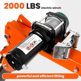 VIVO 5000LB Pickup Truck Bed Crane – Electric Hoist Jib Winch with 47-67in Adjustable Boom, 360° Swivel Base, and Alloy Steel Construction for Heavy Lifting and Engine Hoisting