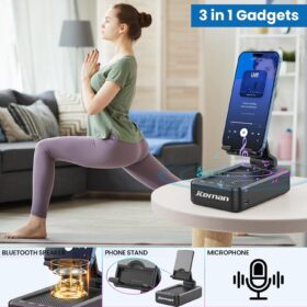 Jteman 2-in-1 Wireless Bluetooth Speaker Phone Stand - Portable HD Sound Holder with Anti-Slip Base, Adjustable Mount for Desk, Home, and Kitchen - Compatible with iPhone, Samsung, iPad