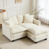 50" Cloud Modern Loveseat with Ottoman - Small Space L-Shaped Apartment Sofa, Chenille Upholstery & Removable Washable Cover, 8834-Beige