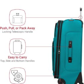 SwissGear Sion Softside Expandable Luggage – 29 Inch Large Checked Suitcase with 360° Spinner Wheels, Retractable Handle & Telescopic Handle – Lightweight & Durable Checked Bag for Travel (Teal)