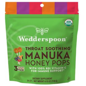 Wedderspoon Organic Manuka Honey Pops for Kids – Vitamin C Enriched Lollipops, Variety Pack, Gluten-Free & No Artificial Flavors (24 Count)