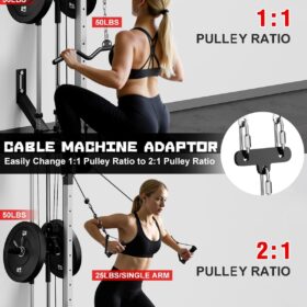 GOIMU WM1 Wall Mount Cable Crossover Machine - Dual Pulley Gym Station with 17 Height Positions & Accessories