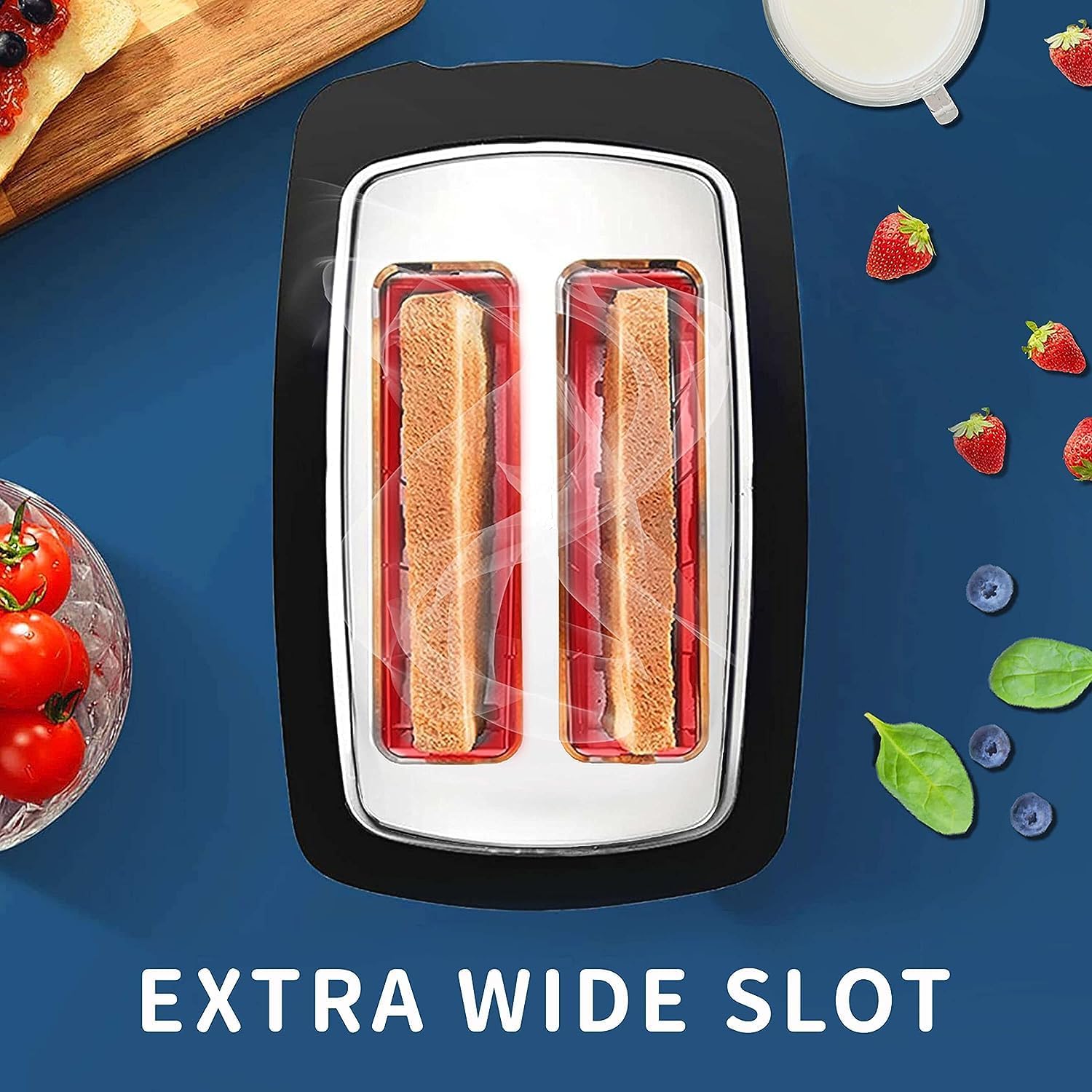 2 Slice Digital Toaster with LCD Timer - 1.5 Inch Wide Slot Stainless Steel Smart Bread Toaster with Bagel, Defrost, Cancel, Reheat Modes, Removable Crumb Tray & 9 Browning Settings for Home Kitchen