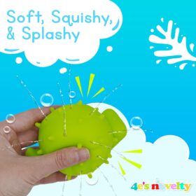 4E's Novelty Octopus Water Balls - 4 Pack Squeezable Splash Pool Toys & Bath Squirters for Kids & Toddlers