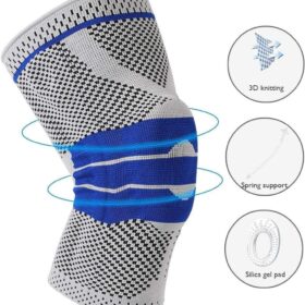 Hinged Knee Brace with Spring Support & Silicone Gel Stabilizer - Compression Knee Sleeve for Meniscus Tear, Arthritis, and Joint Pain Relief