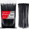 Skalon 8 Inch Black Zip Ties (100 Pack) – Heavy Duty UV Resistant Cable Ties for Indoor & Outdoor Use – 40lb Tensile Strength Wire Ties for Home, Garden, and Electrical Organization