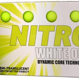 Nitro White Out Golf Balls (15 Pack) - High Velocity Long Distance, Low 70 Compression Soft Feel, USGA Approved (Yellow)