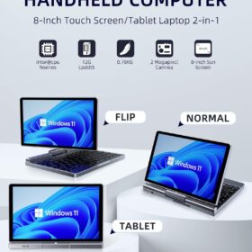 KOOFORWAY 8" HD Touchscreen 2-in-1 Mini Laptop, Windows 11 Pro, Intel N100 (Up to 3.4GHz), 12GB LPDDR5 RAM, 512GB SSD, Wi-Fi 6, Stylus Included, Ultra-Portable Gaming & Business Notebook