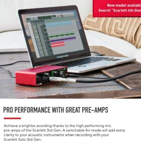Focusrite Scarlett Solo 3rd Gen USB Audio Interface | Studio Quality Recording for Guitar, Vocals, and Podcasts with Hitmaker Expansion