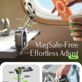LISEN MagSafe Airplane Phone Holder – 2026 Travel Essential & Flight Tray Table Mount for iPhone 12-16