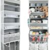 Over the Door Baby Organizer with Removable Diaper Caddy - 10 Pocket Hanging Nursery Storage Shelf & Diaper Stacker (Grey)