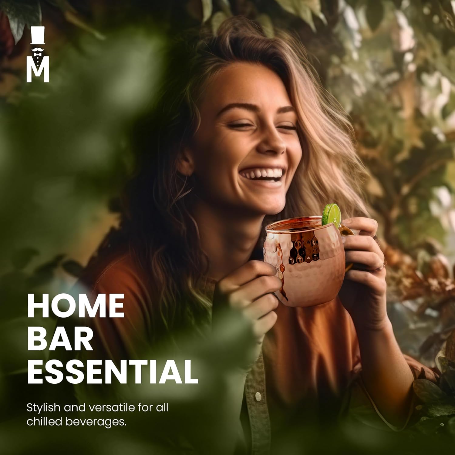 Moscow-Mix Premium 100% Pure Copper Moscow Mule Mugs - Set of 4, Handcrafted Large 16 Oz Drinkware with Handle - Solid Copper Cups for Cocktails, Beer, and Home Bar Gifts