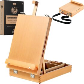 Portable Beechwood Tabletop Easel with Storage - Adjustable Sketchbox Painting Stand for Artists & Beginners