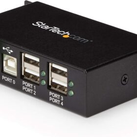 StarTech.com Industrial 4-Port USB 2.0 Hub - Metal Mountable with DIN Rail, 7-24V DC Power & ESD Protection (ST4200USBM)