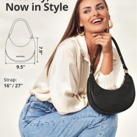 Vantamo Women's Crescent Crossbody Bag with RFID Blocking & Anti-Theft Security Clip - Soft Vegan Leather Half Moon Purse & Wallet Clutch