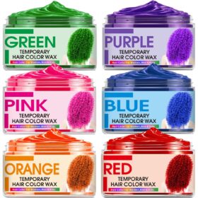 6-Piece Temporary Hair Color Wax Set – Instant Natural Styling Cream for Kids, Men & Women – Blue, Green, Purple, Red, Pink & Orange