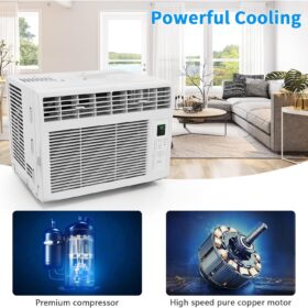 Bonnlo 6000 BTU Window Air Conditioner – Cools 250 Sq. Ft. with ECO Mode, 24H Timer, and 4 Fan Speeds – Best for Bedrooms & Apartments