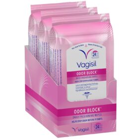 Vagisil Odor Block Feminine Hygiene Wipes – Gynecologist Tested, Hypoallergenic Daily Intimate Fresheners, 20 Count (Pack of 3)