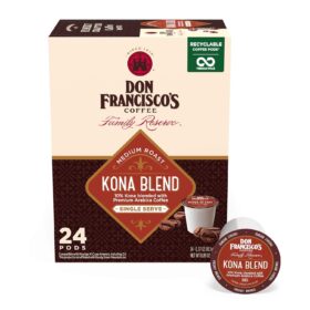 Don Francisco's Kona Blend Single-Serve Coffee Pods, Medium Roast, Keurig Compatible, 24 Count