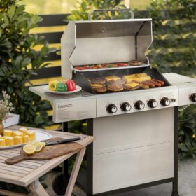 Royal Gourmet GA5401T 5-Burner Liquid Propane Gas Grill – Stainless Steel BBQ with Side Burner, 61,000 BTU for Patio & Backyard