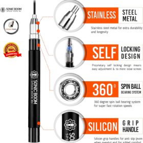 Epitomie Fitness Sonic Boom M2 High Speed Jump Rope – Screw-Free Self-Locking System with Weighted Handles, 360° Spin, & Dual Cables for CrossFit, MMA, and Cardio