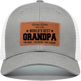 Men's Leather Look Trucker Hat - Classic Baseball Cap Gift for Dad