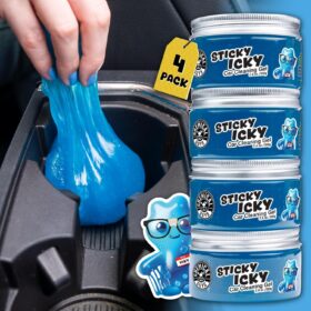 Chemical Guys Sticky Icky Green Apple Car Interior Detailing Gel – Reusable Automotive Dust Cleaner for Vents, Consoles & Keyboards – 4 Pack (100g)