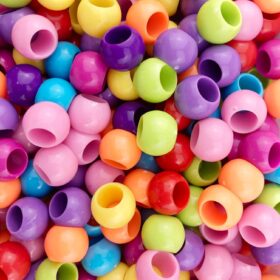 100Pc 10mm Acrylic Barrel Beads with Large 6.8mm Holes – Bright Glossy Pony Beads for Braiding Hair, Shoe Charms, and DIY Jewelry Crafts