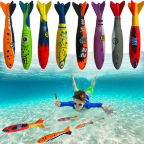 Haktoys Hydro Torpedoes – 8-Pack High-Velocity Gliding Pool Dive Toys for Kids & Adults | Fun Underwater Swimming Training & Summer Games