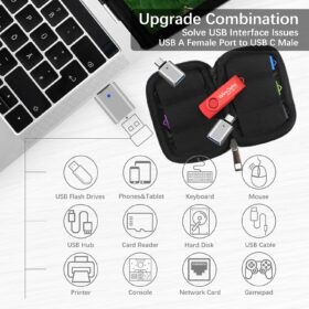 5-Pack 64GB USB Flash Drives with USB-C Adapters – High-Capacity Memory Stick Set in Portable Storage Case for Laptop, PC, and Android Smartphones