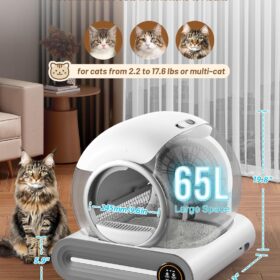 DuckSky Automatic Self-Cleaning Cat Litter Box (2026 Model) – Smart App Control, Ozone Deodorization & 65L Extra-Large Capacity for Multi-Cat Homes