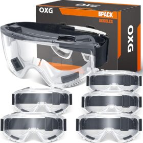 OXG Professional Safety Goggles – 6 Pack ANSI Z87.1 Certified Anti-Fog Lab & Work Glasses